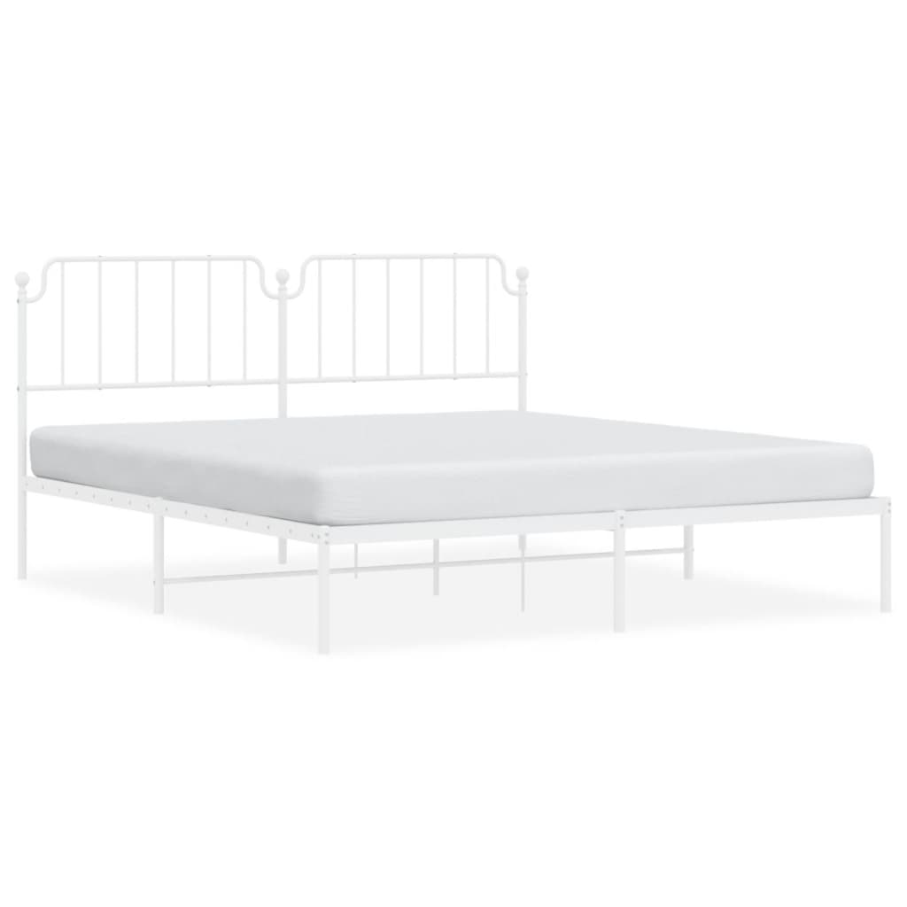Bed frame with headboard metal white 183x213 cm