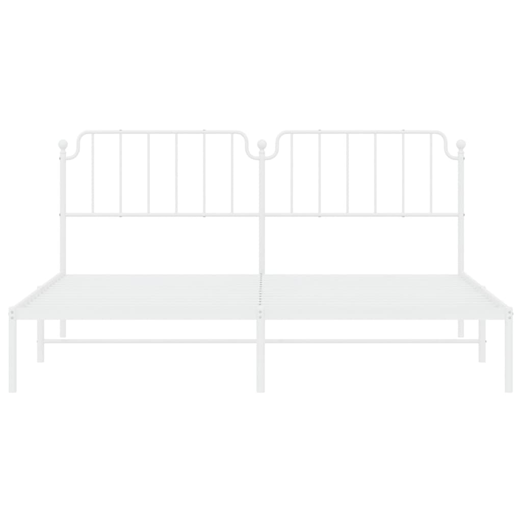 Bed frame with headboard metal white 193x203 cm