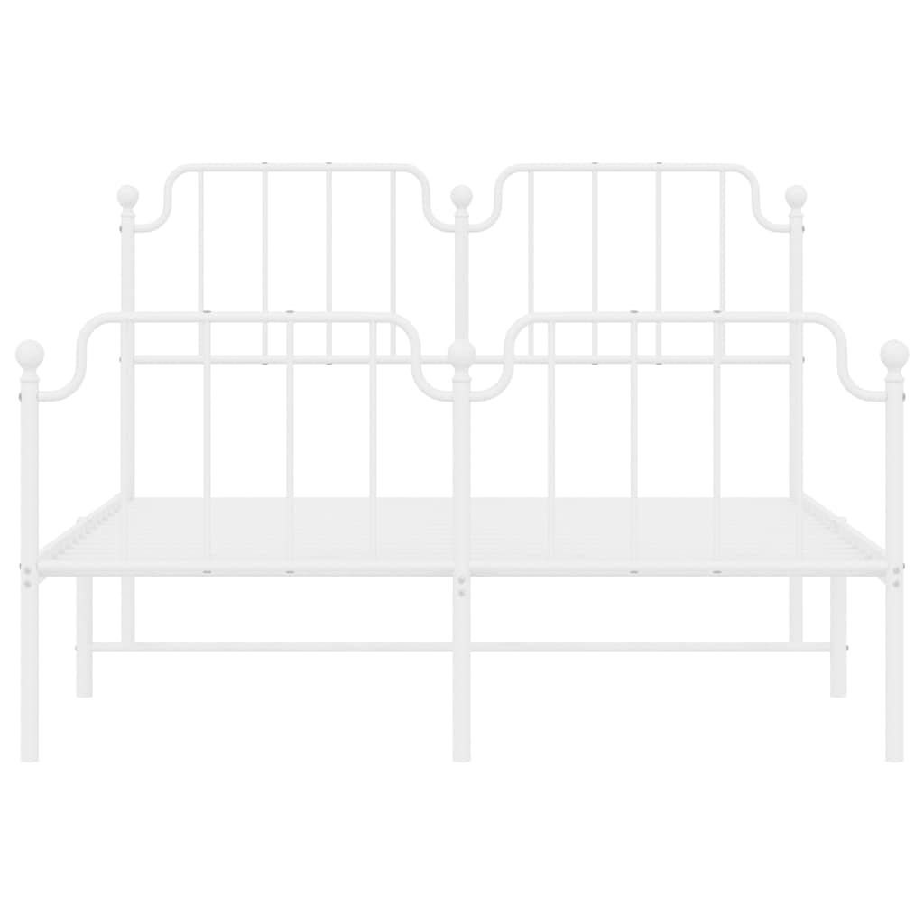 Bed frame with head and footboard metal white 135x190 cm