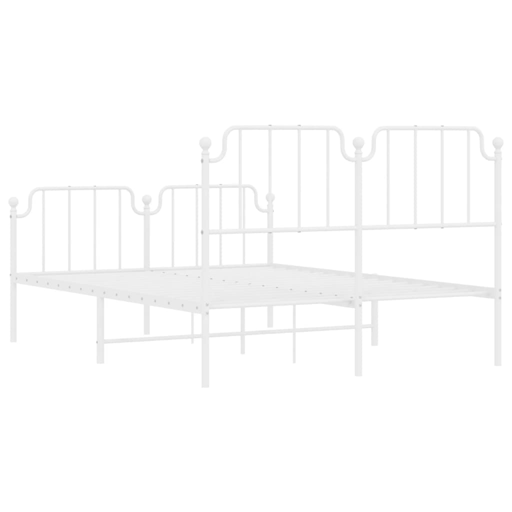 Bed frame with head and footboard metal white 135x190 cm