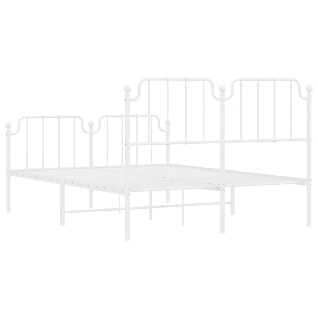 Bed frame with head and footboard metal white 135x190 cm