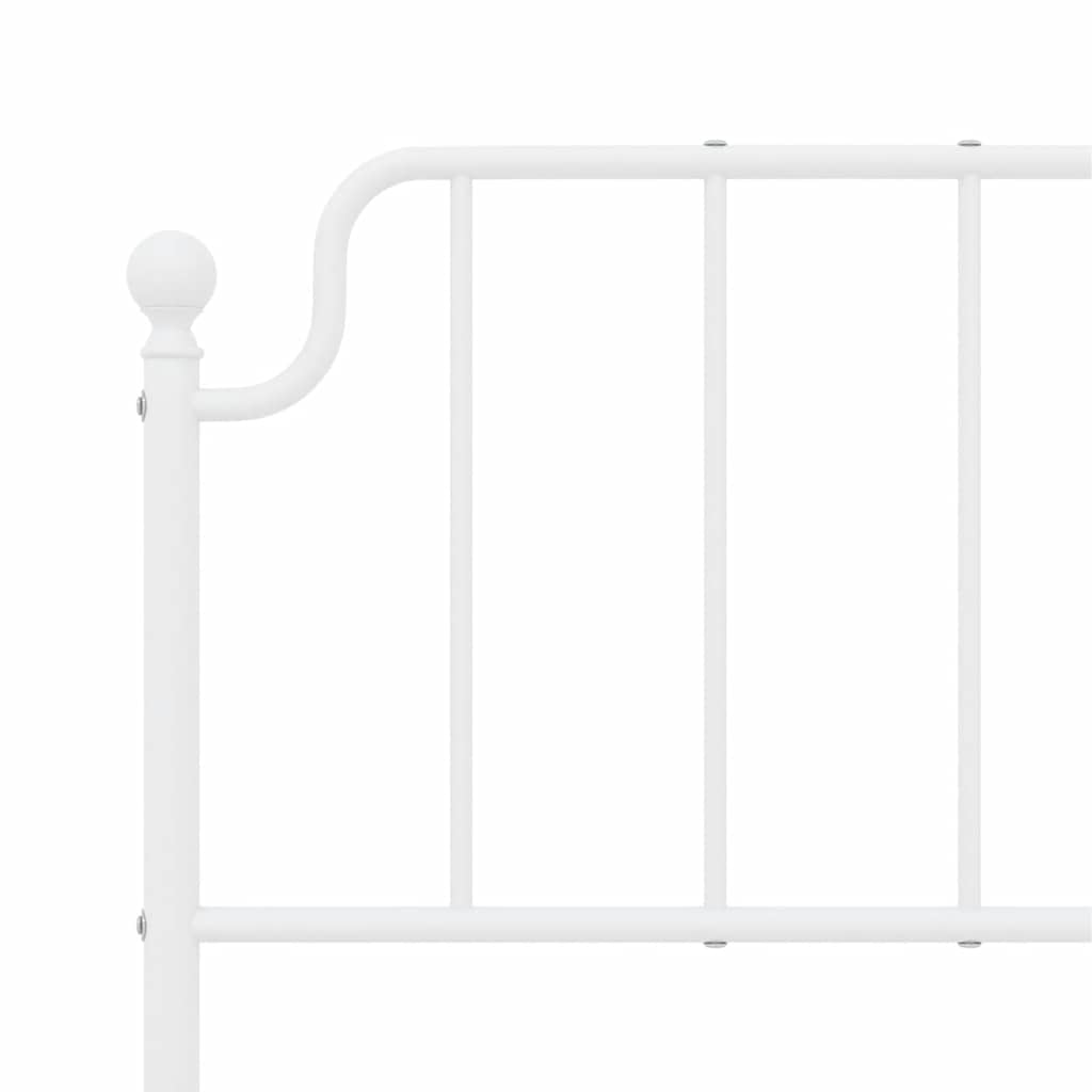 Bed frame with head and footboard metal white 135x190 cm