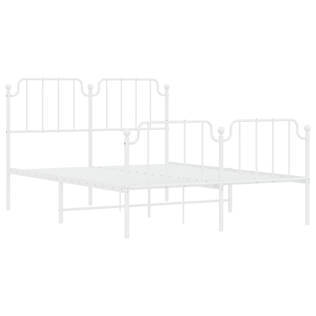 Bed frame with head and footboard metal white 140x190 cm