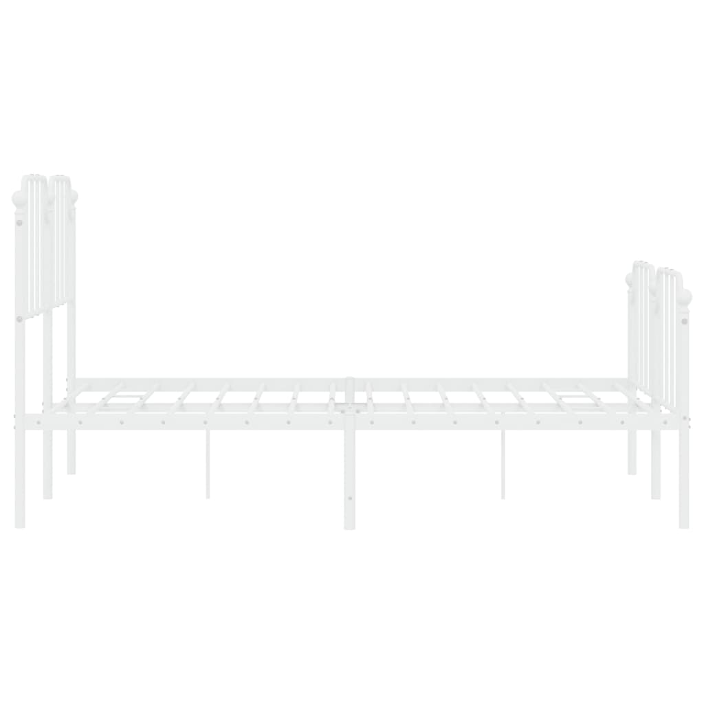 Bed frame with head and footboard metal white 140x190 cm
