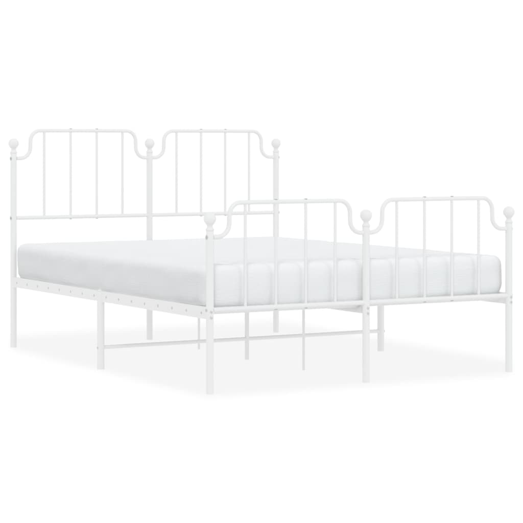 Bed frame with head and footboard metal white 140x200 cm