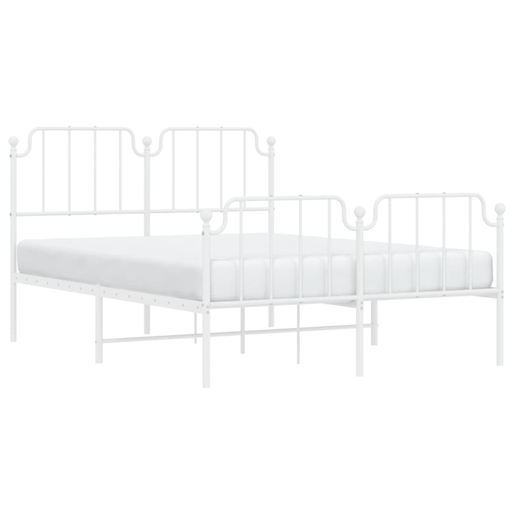 Bed frame with head and footboard metal white 140x200 cm