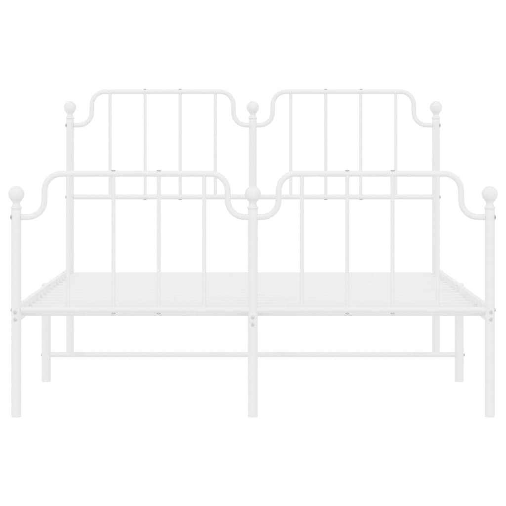 Bed frame with head and footboard metal white 140x200 cm