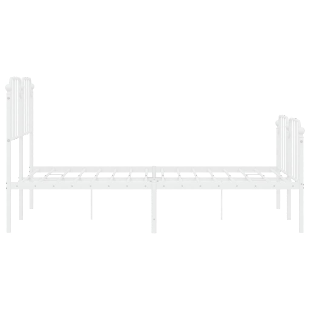 Bed frame with head and footboard metal white 140x200 cm