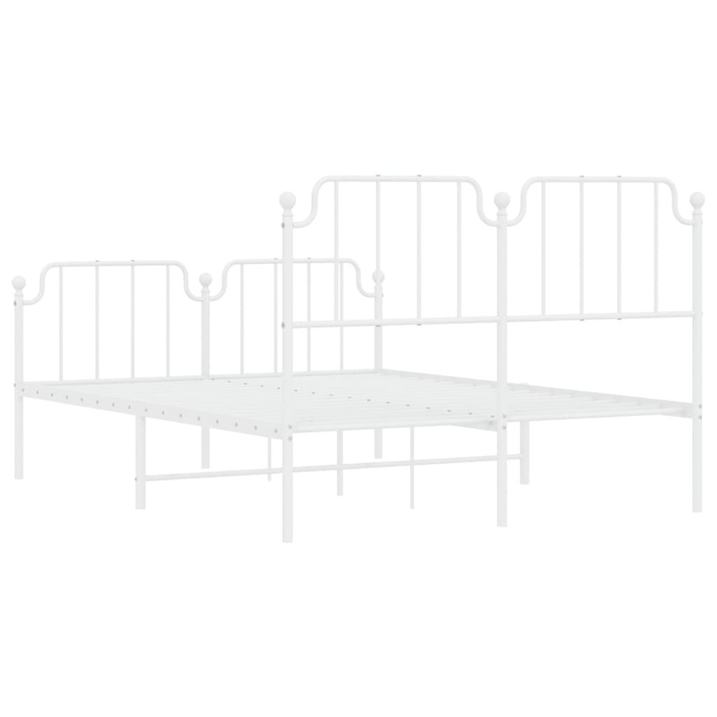 Bed frame with head and footboard metal white 140x200 cm