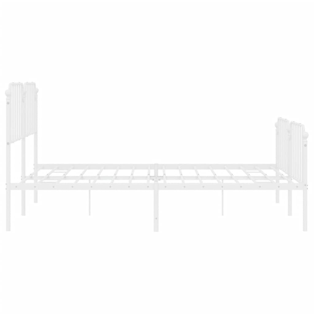 Bed frame with head and footboard metal white 183x213 cm