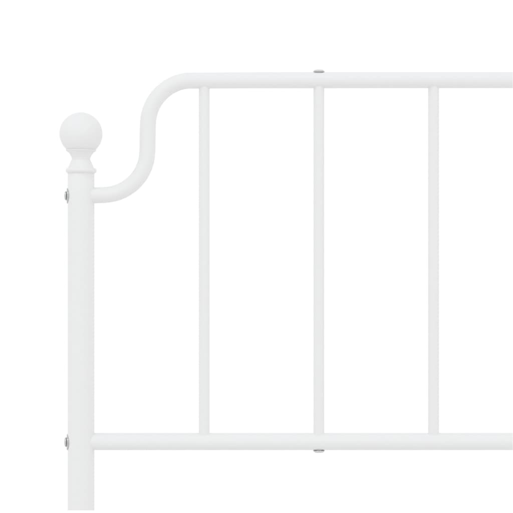 Bed frame with head and footboard metal white 183x213 cm