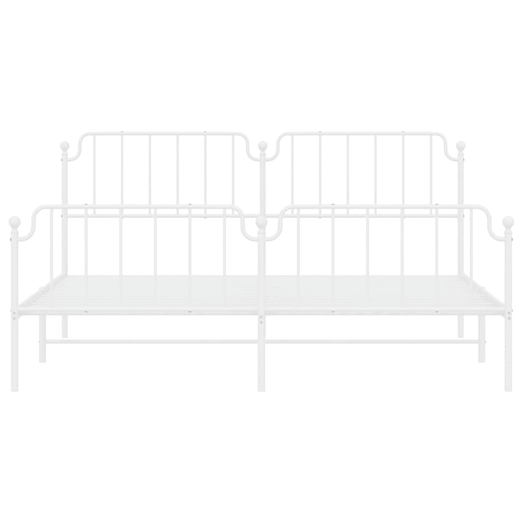 Bed frame with head and footboard metal white 193x203 cm
