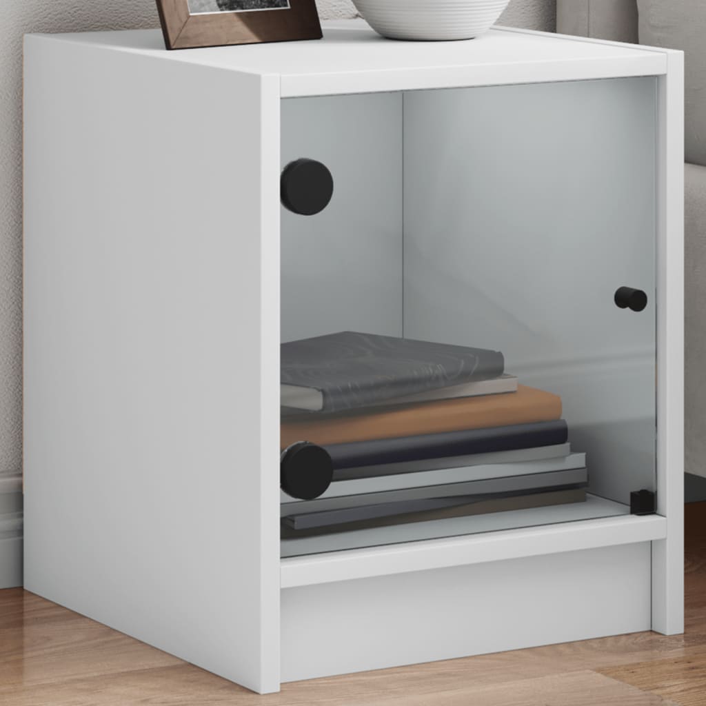 Bedside tables with glass doors 2 pcs. White 35x37x42 cm