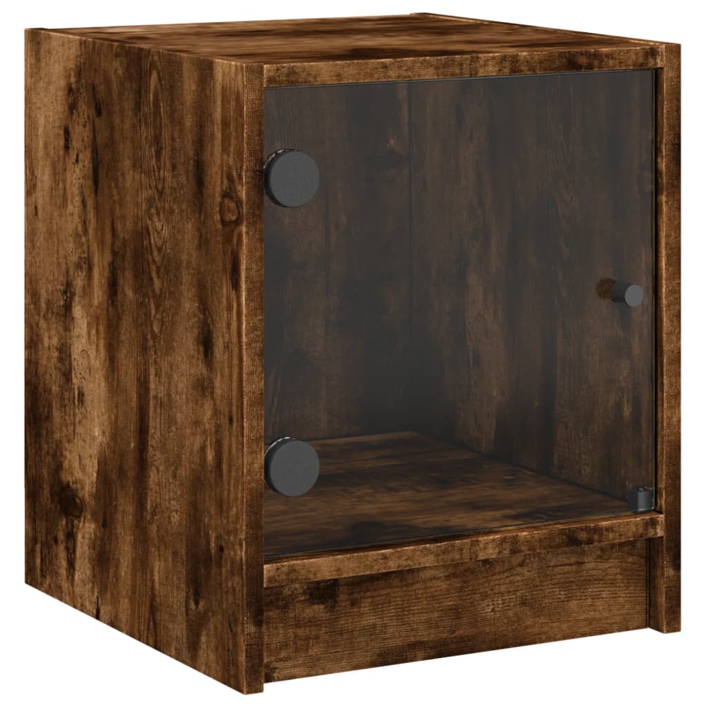 Bedside tables with glass doors 2 pcs. Smoked oak 35x37x42 cm