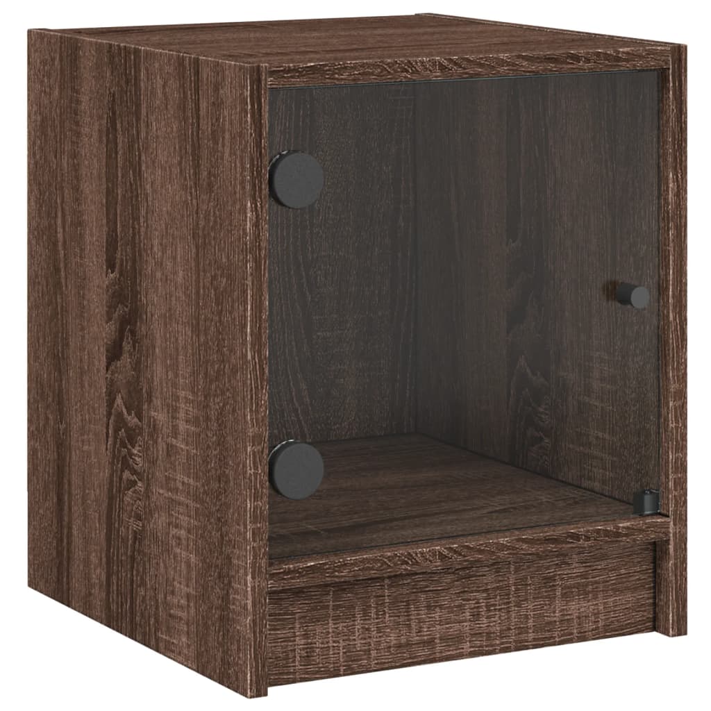 Bedside tables with glass doors 2 pcs. Brown oak look 35x37x42 cm