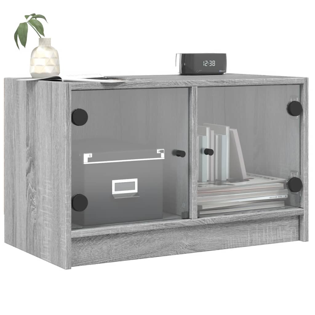 Meuble TV avec portes vitrées Gris Sonoma 68x37x42 cm