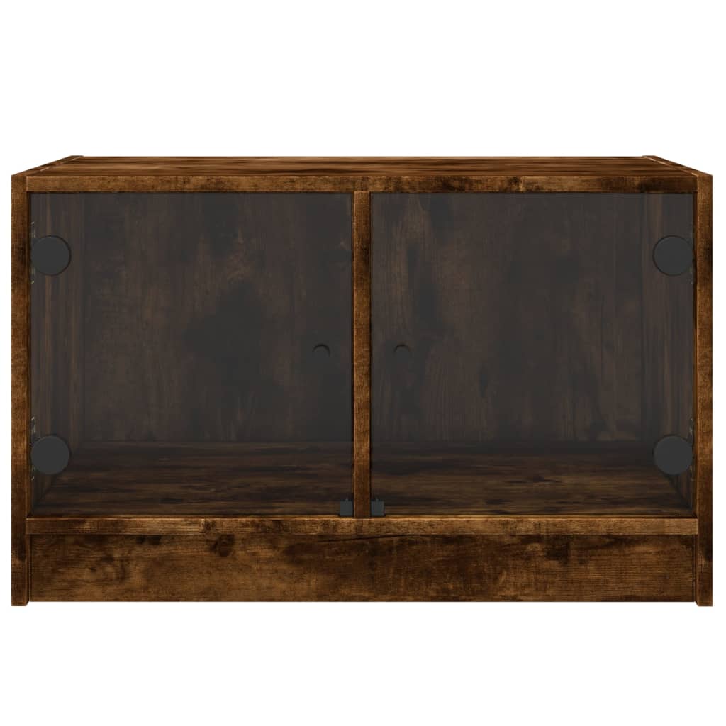 Table basse avec portes vitrées chêne fumé 68x50x42 cm