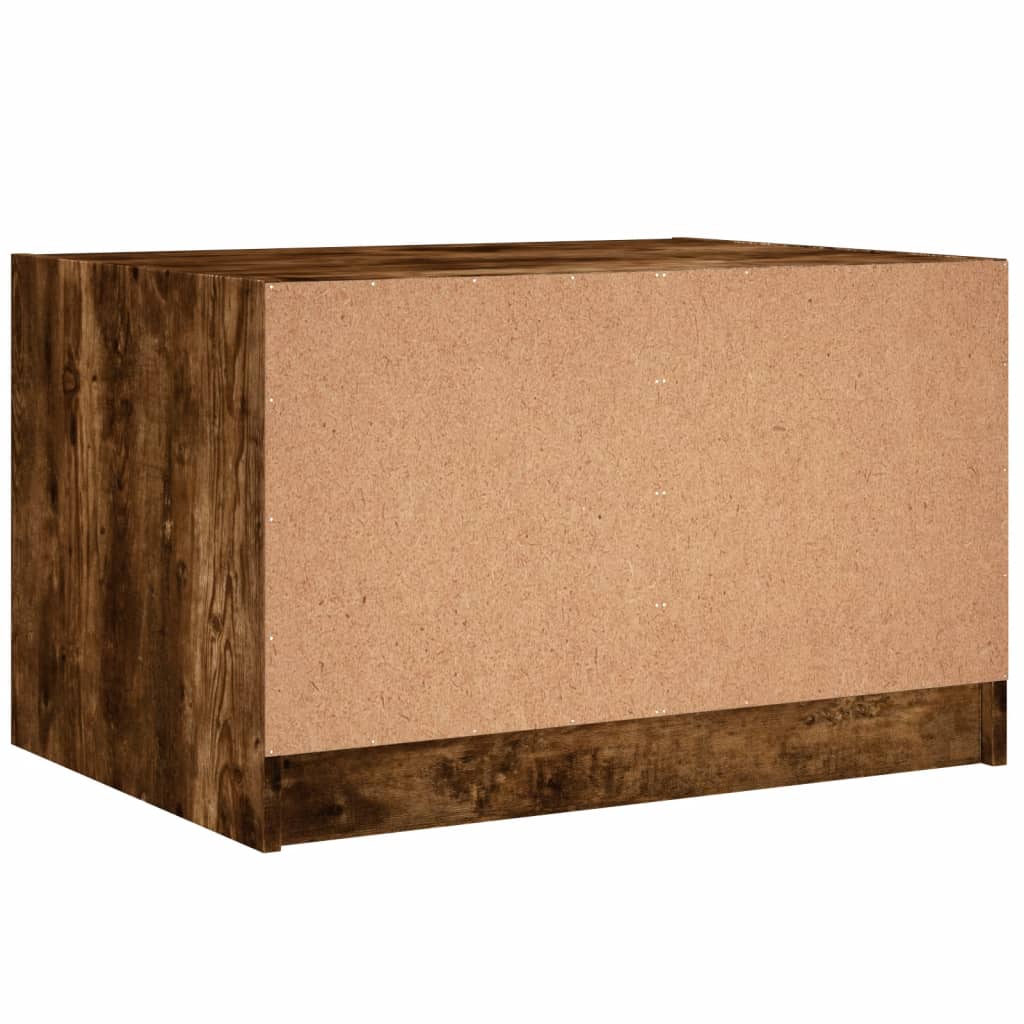Table basse avec portes vitrées chêne fumé 68x50x42 cm