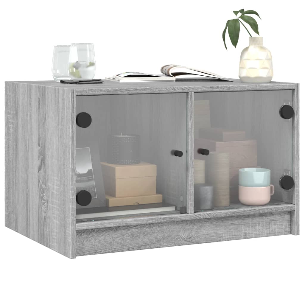 Table basse avec portes en verre Gris Sonoma 68x50x42 cm