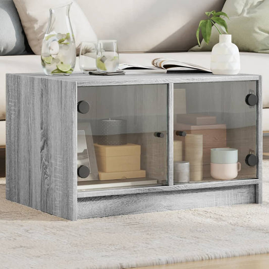 Table basse avec portes en verre Gris Sonoma 68x50x42 cm