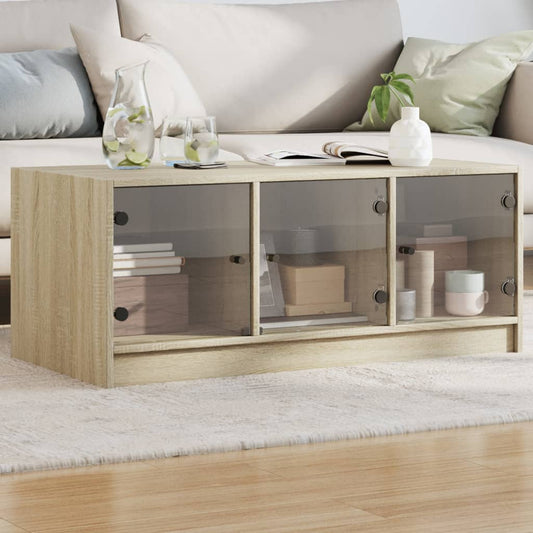 Coffee table with glass doors Sonoma oak 102x50x42 cm