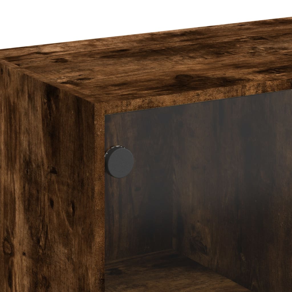 Table basse avec portes vitrées chêne fumé 102x50x42 cm