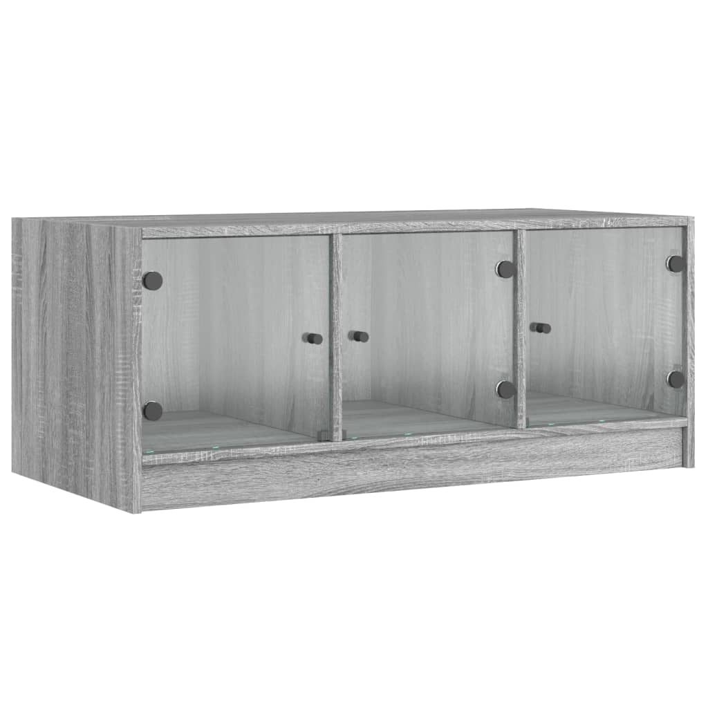 Table basse avec portes en verre Gris Sonoma 102x50x42 cm