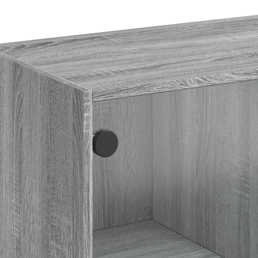 Table basse avec portes en verre Gris Sonoma 102x50x42 cm