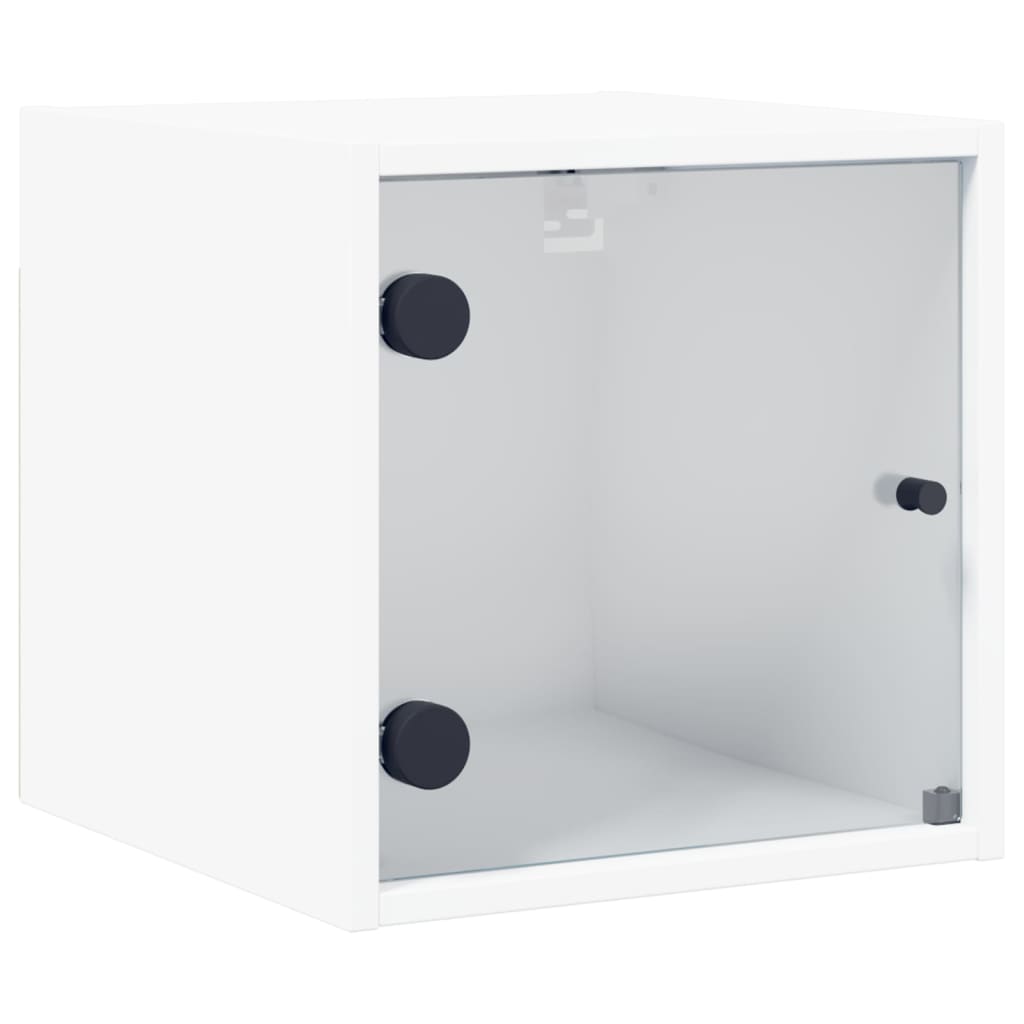 Tables de chevet avec portes vitrées 2 pcs Blanc 35x37x35 cm