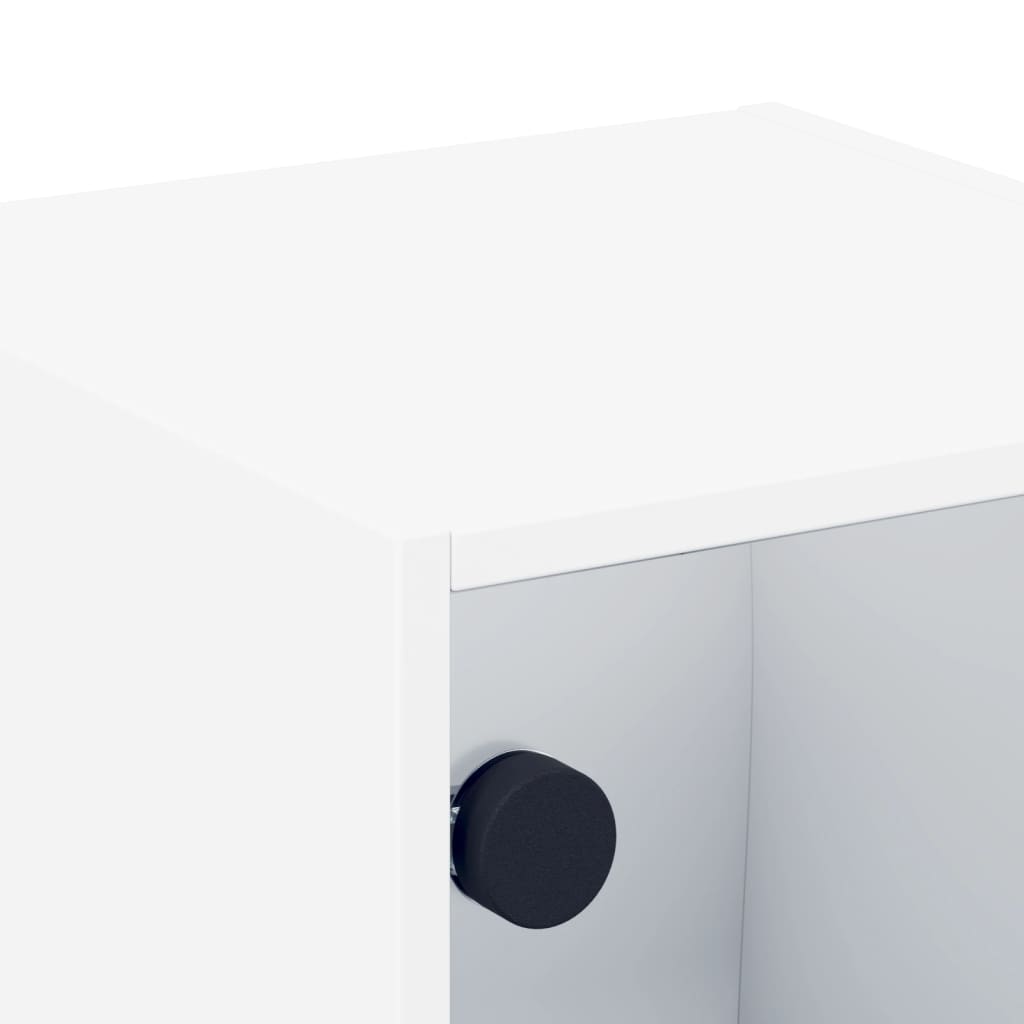 Tables de chevet avec portes vitrées 2 pcs Blanc 35x37x35 cm