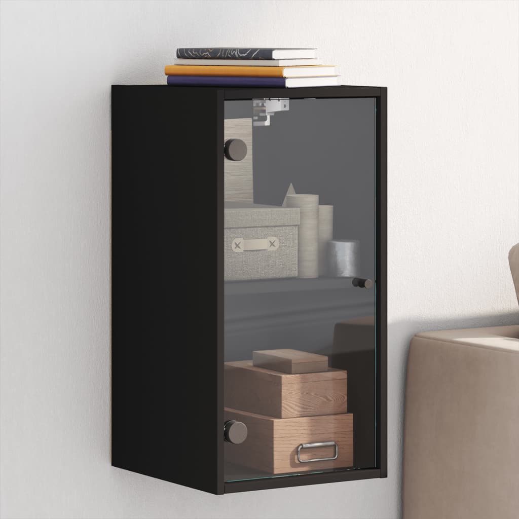 Wandschrank mit Glastüren Schwarz 35x37x68,5 cm