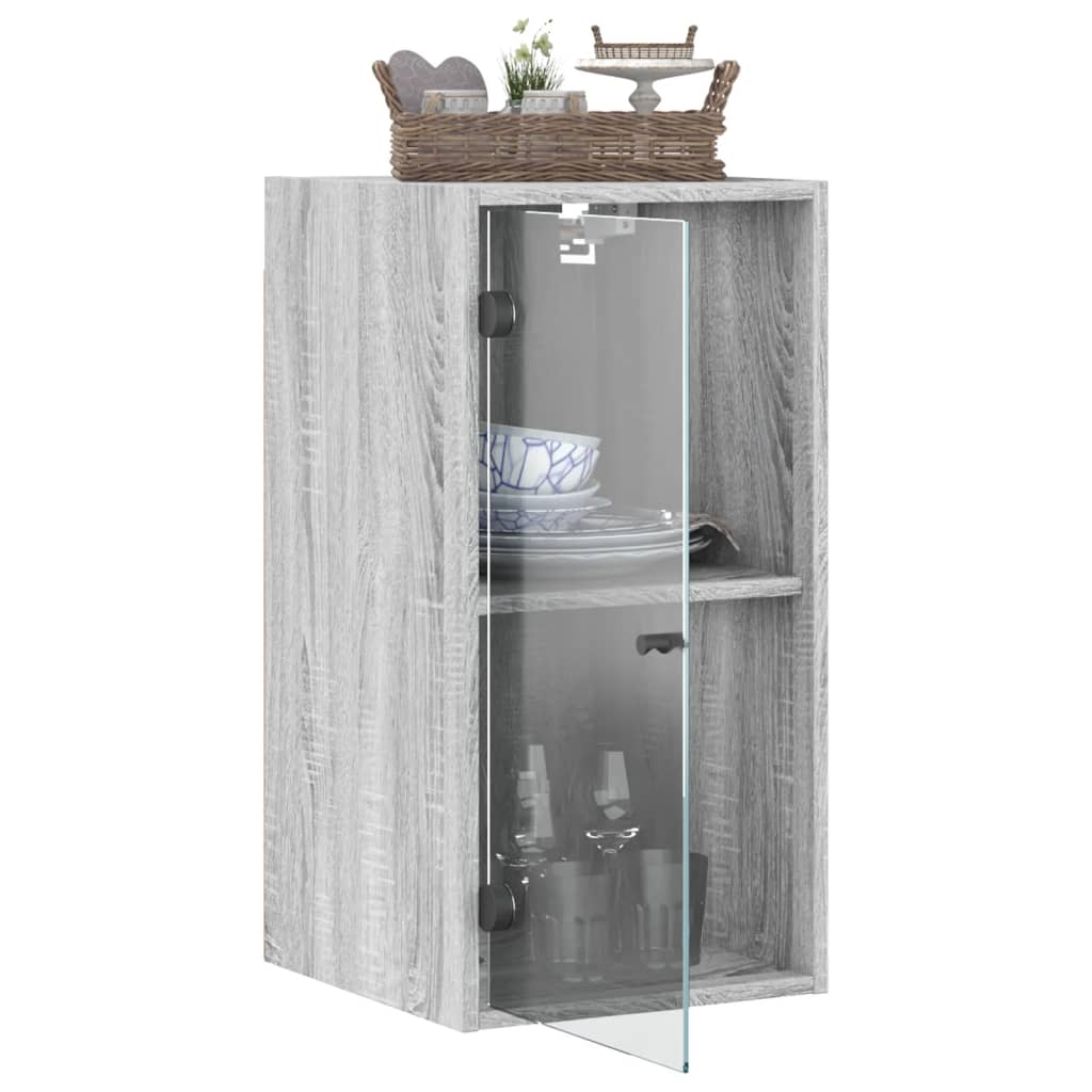 Wandschrank mit Glastüren Grau Sonoma 35x37x68,5 cm