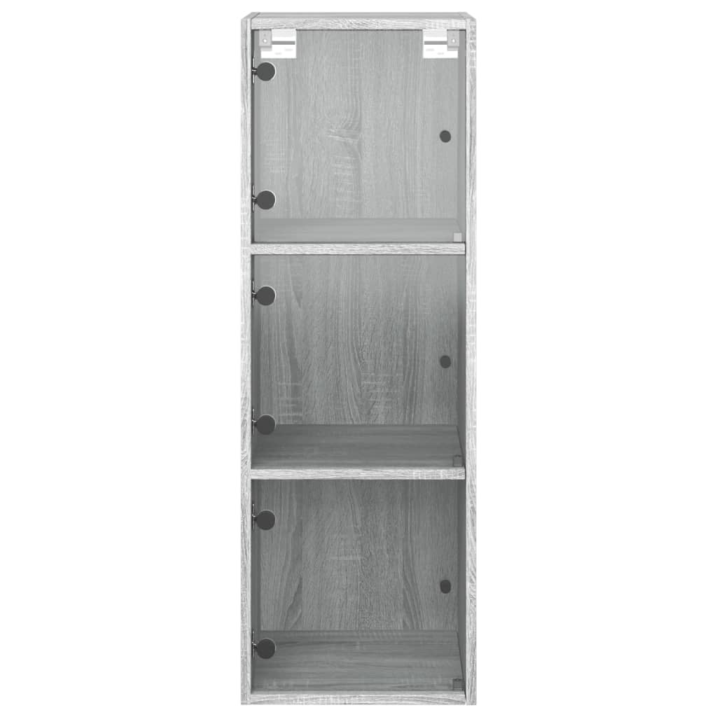 Wandschrank mit Glastüren Grau Sonoma 35x37x100 cm