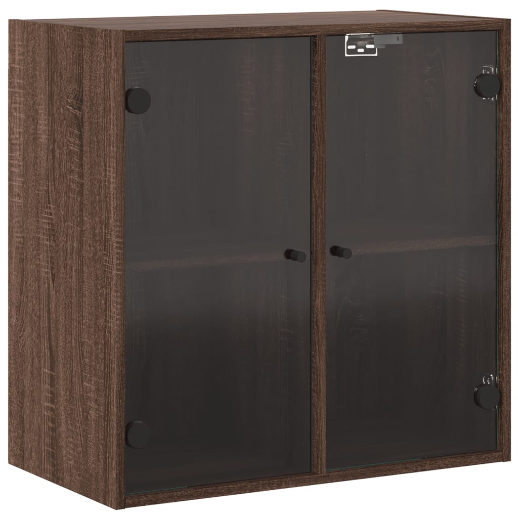 Wandschrank mit Glastüren Braun Eichen-Optik 68x37x68,5 cm