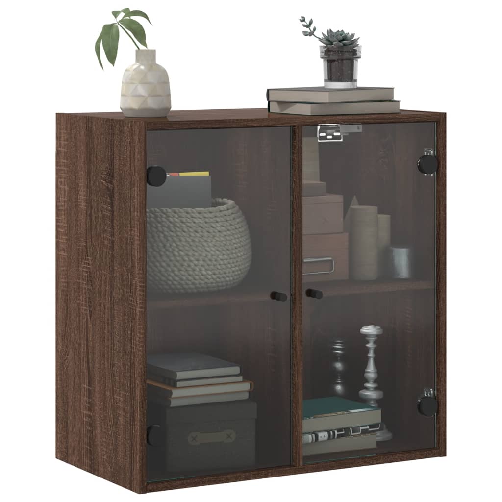 Wandschrank mit Glastüren Braun Eichen-Optik 68x37x68,5 cm