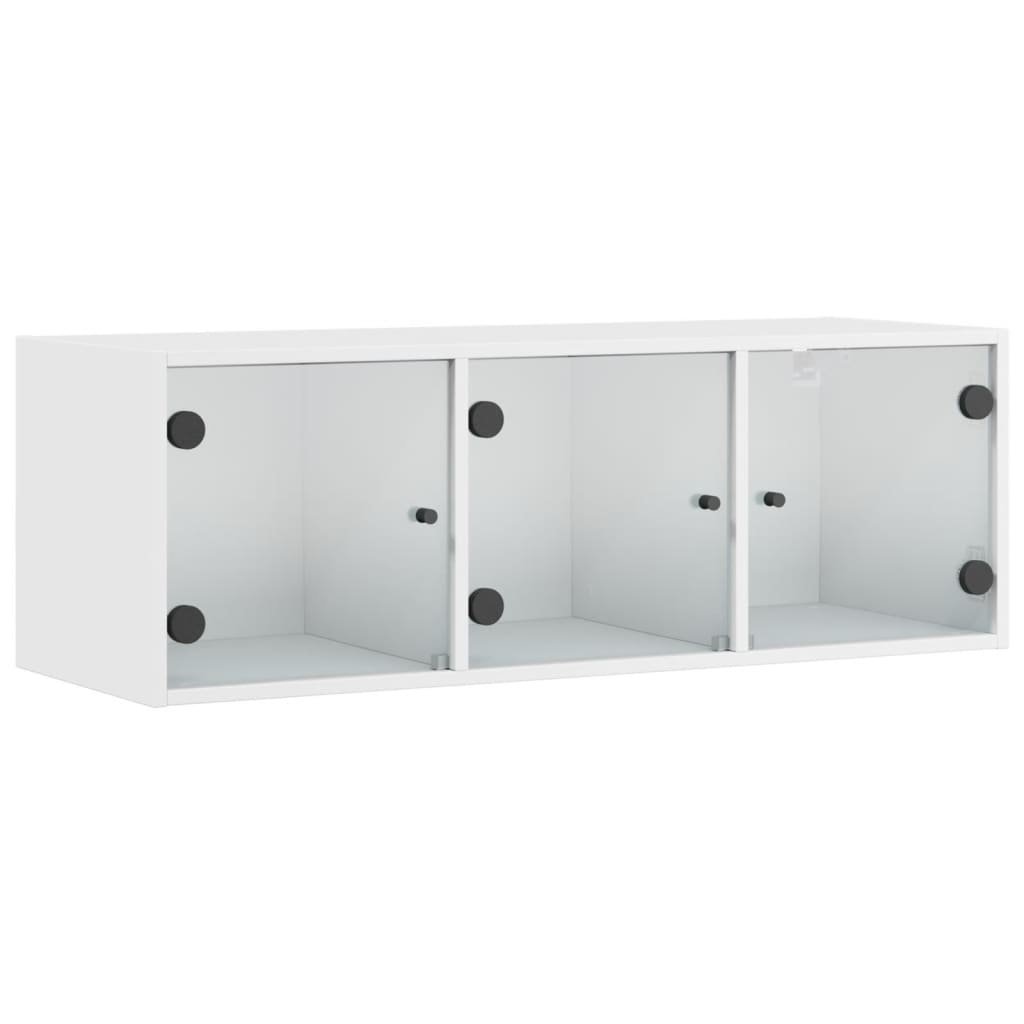 Wandschrank mit Glastüren Weiß 102x37x35 cm