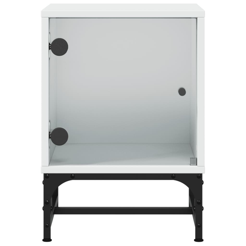 Tables de chevet avec portes vitrées 2 pcs Blanc 35x37x50 cm