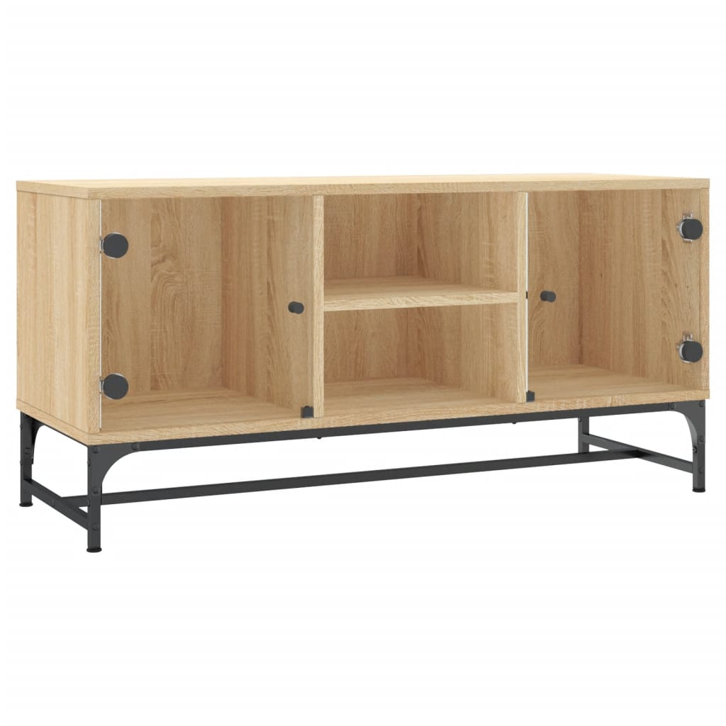 Meuble TV avec portes vitrées Chêne Sonoma 102x37x50 cm