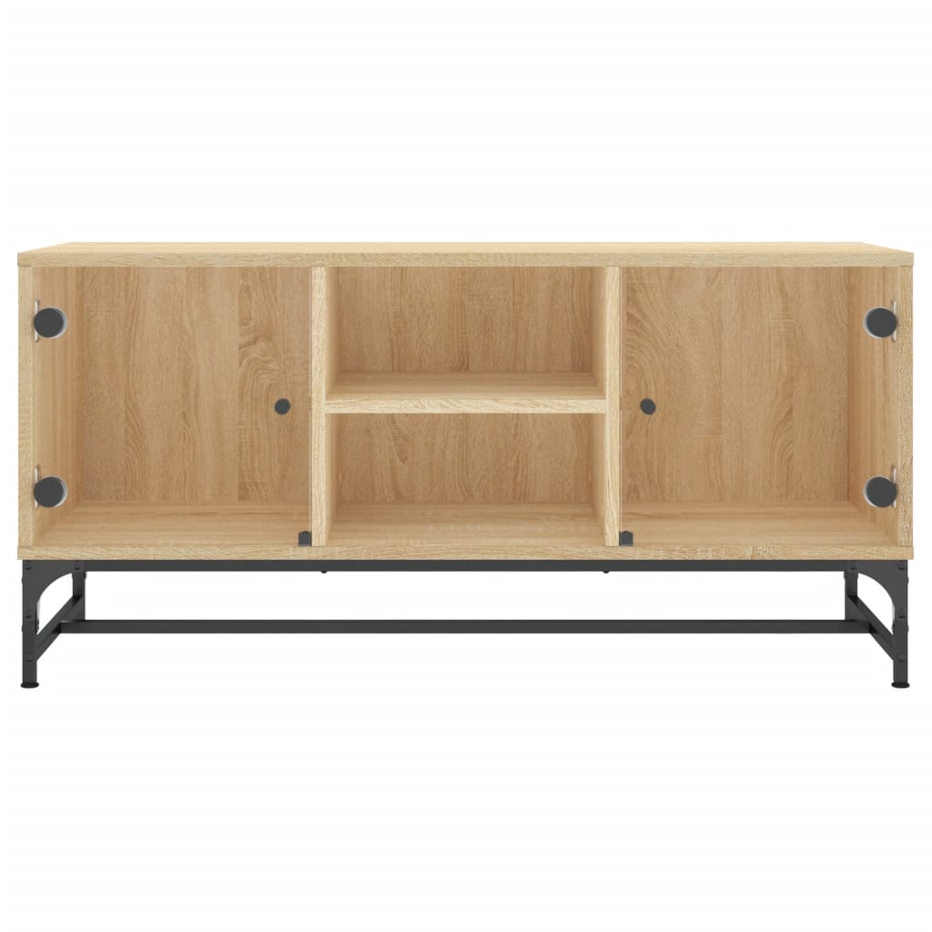 Meuble TV avec portes vitrées Chêne Sonoma 102x37x50 cm