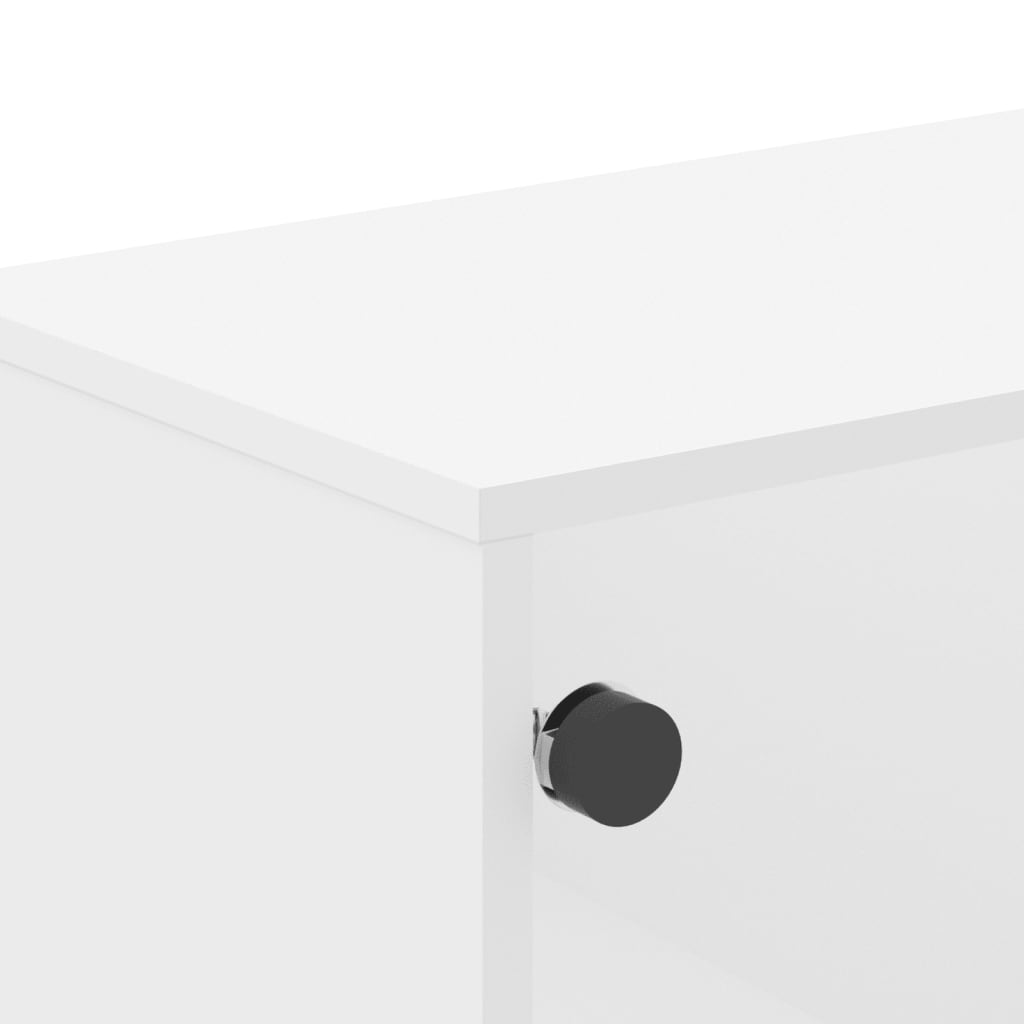 Coffee table with glass doors white 68.5x50x50 cm