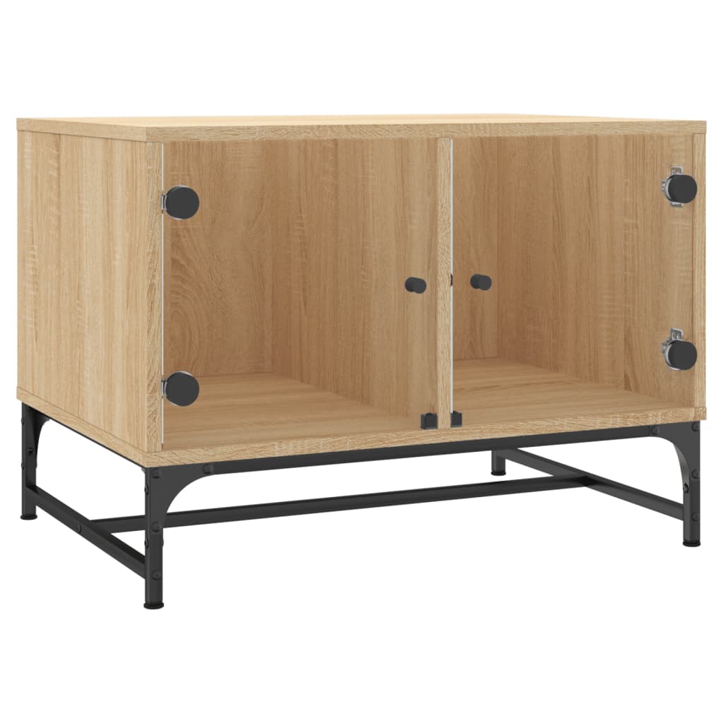 Coffee table with glass doors Sonoma oak 68.5x50x50 cm