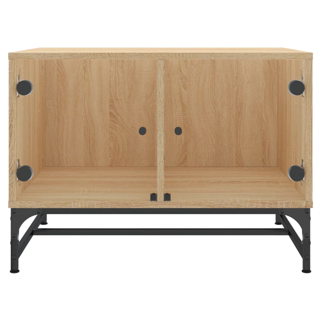 Coffee table with glass doors Sonoma oak 68.5x50x50 cm