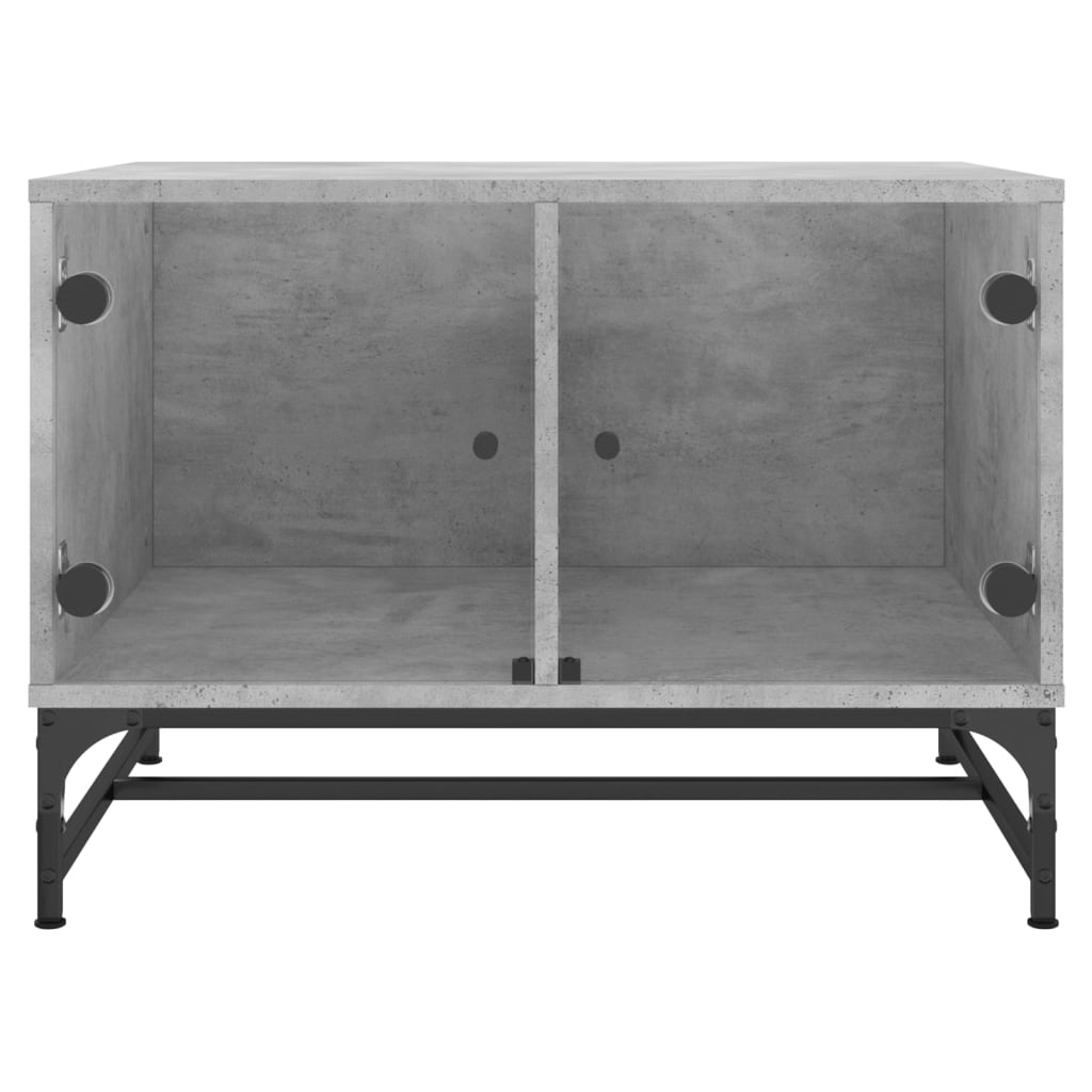 Table basse avec portes vitrées gris béton 68,5x50x50 cm