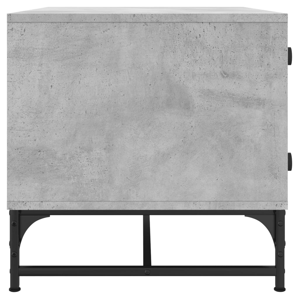 Table basse avec portes vitrées gris béton 68,5x50x50 cm