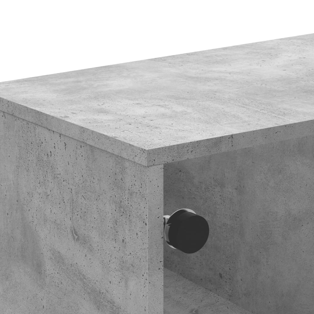 Table basse avec portes vitrées gris béton 68,5x50x50 cm
