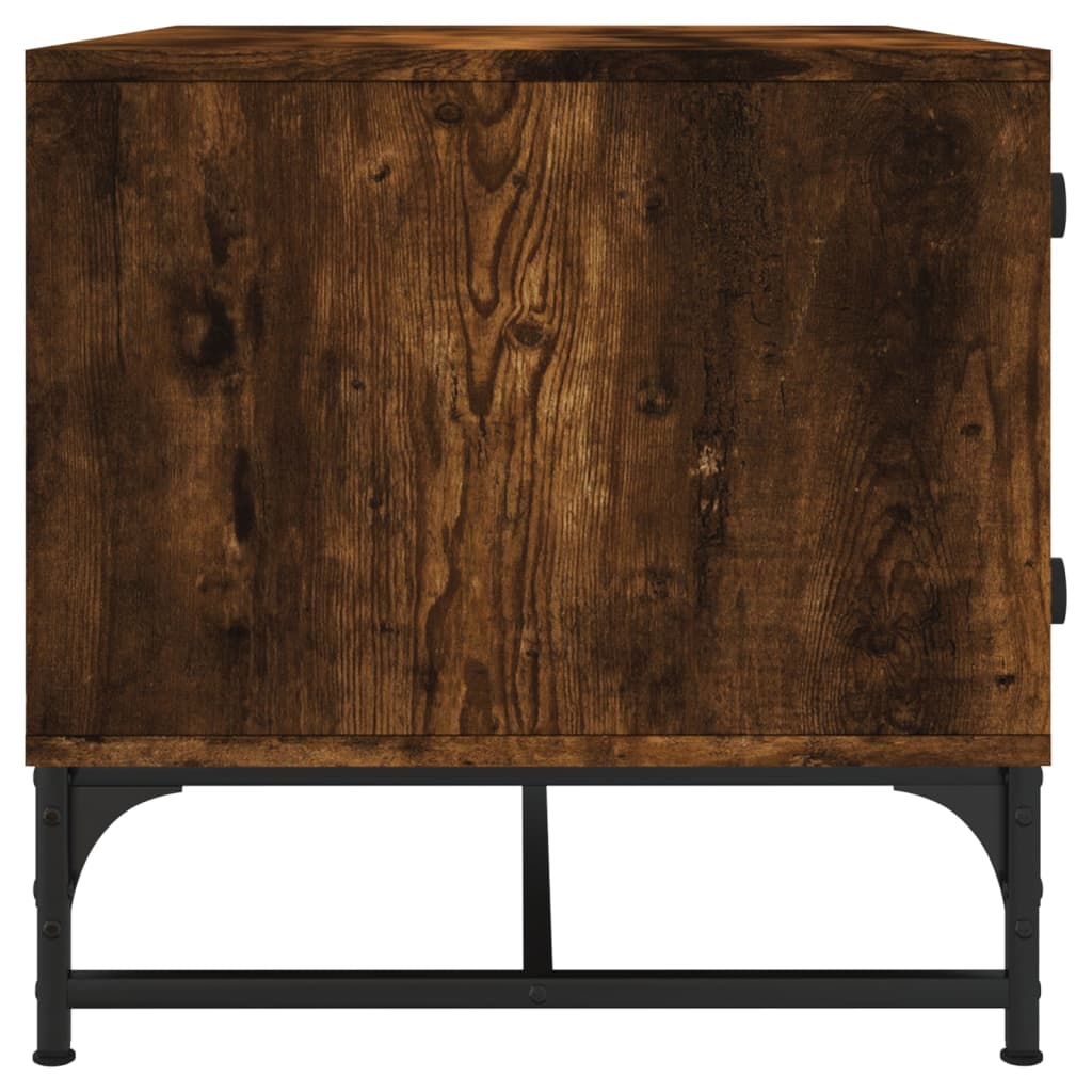 Table basse avec portes vitrées chêne fumé 68,5x50x50 cm