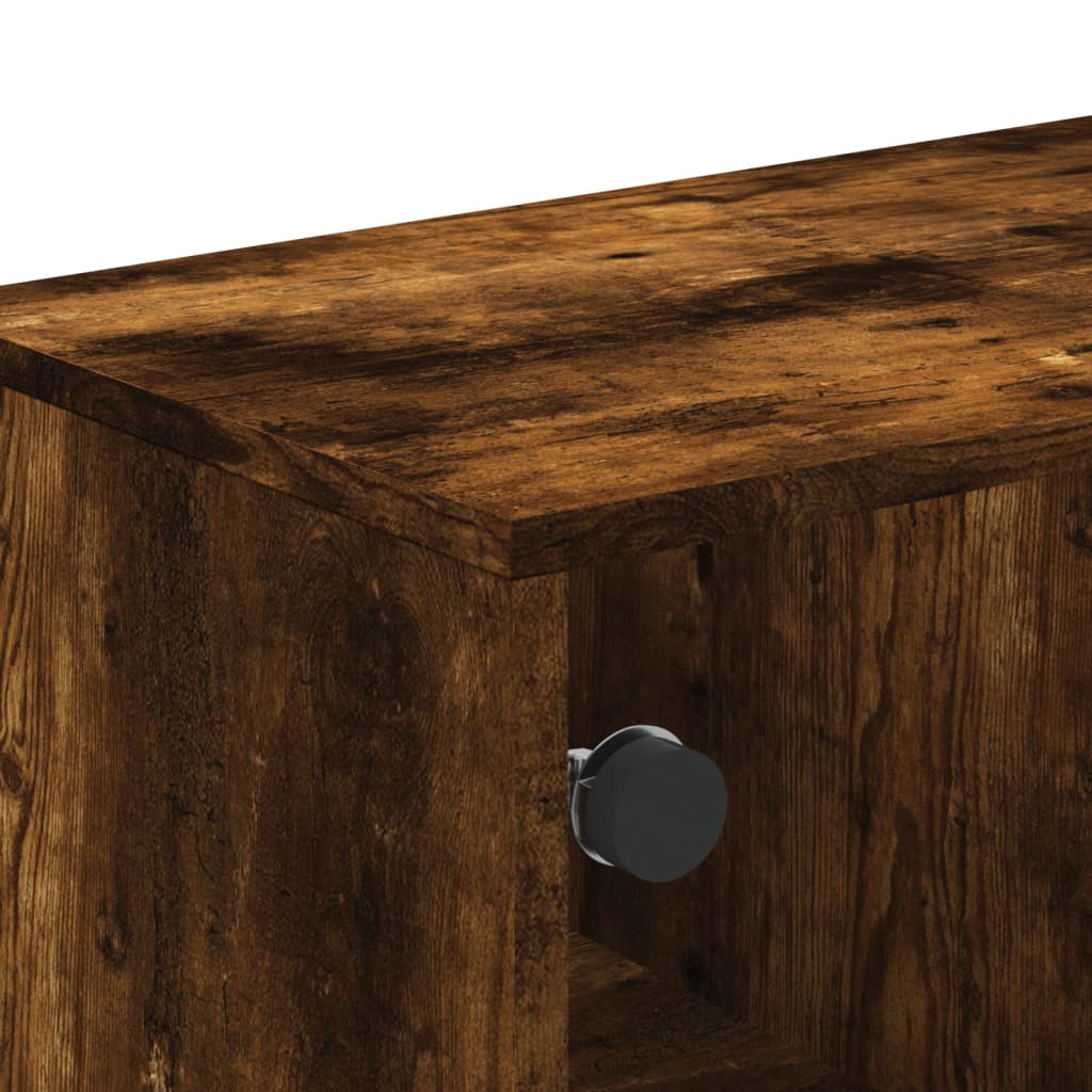 Table basse avec portes vitrées chêne fumé 68,5x50x50 cm
