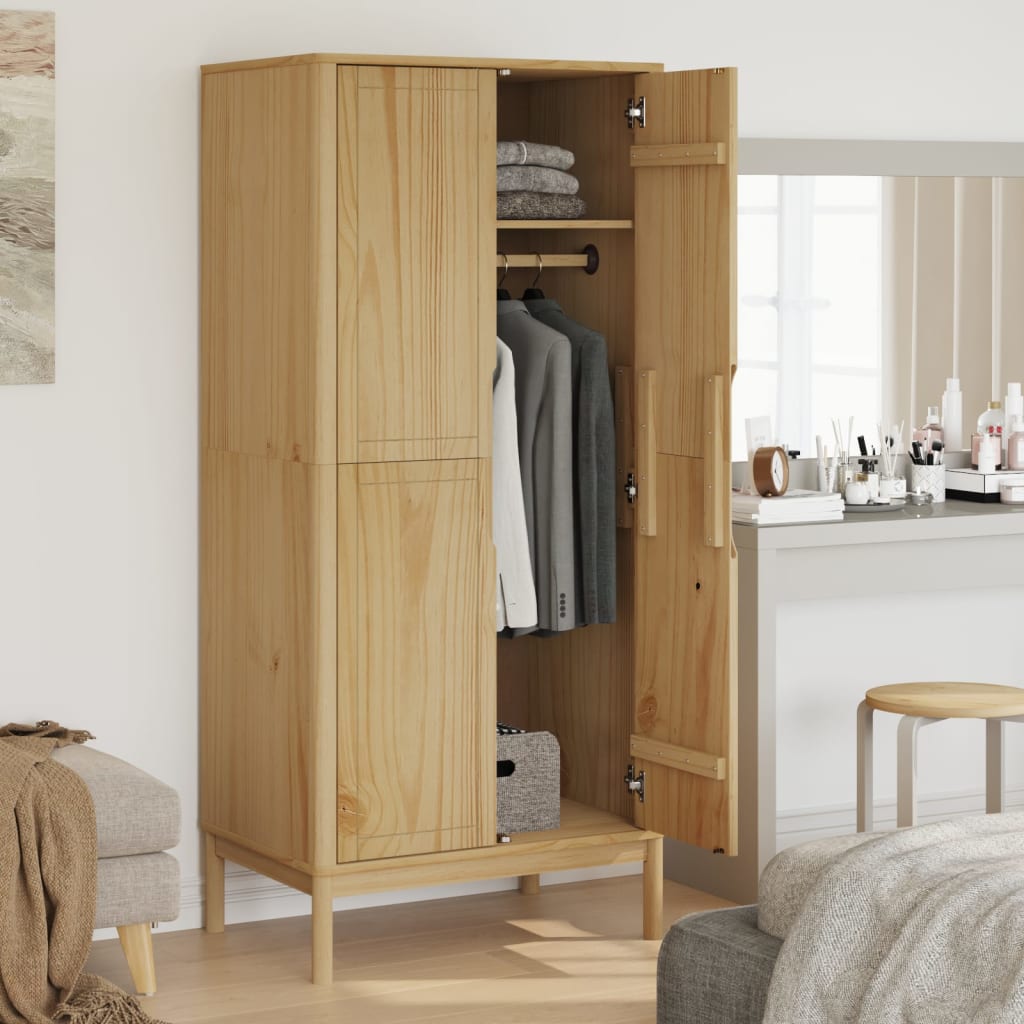 Armoire FLORO marron ciré 77x53x171 cm pin massif