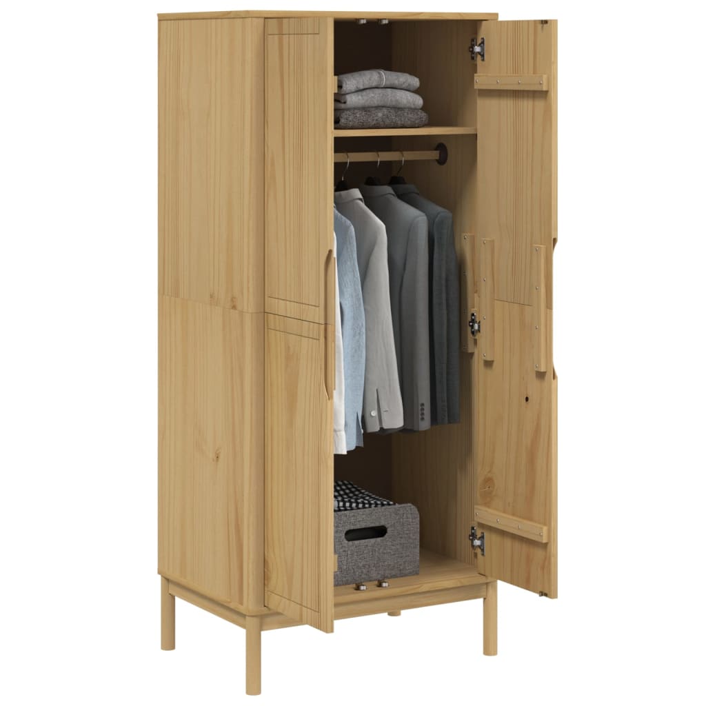 Armoire FLORO marron ciré 77x53x171 cm pin massif