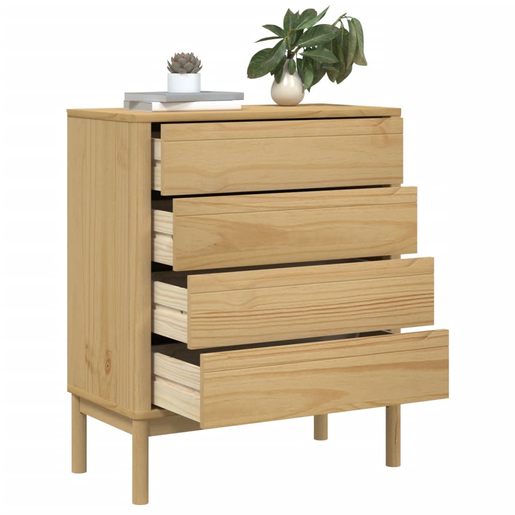 Kommode FLORO Wachsbraun Massivholz Kiefer